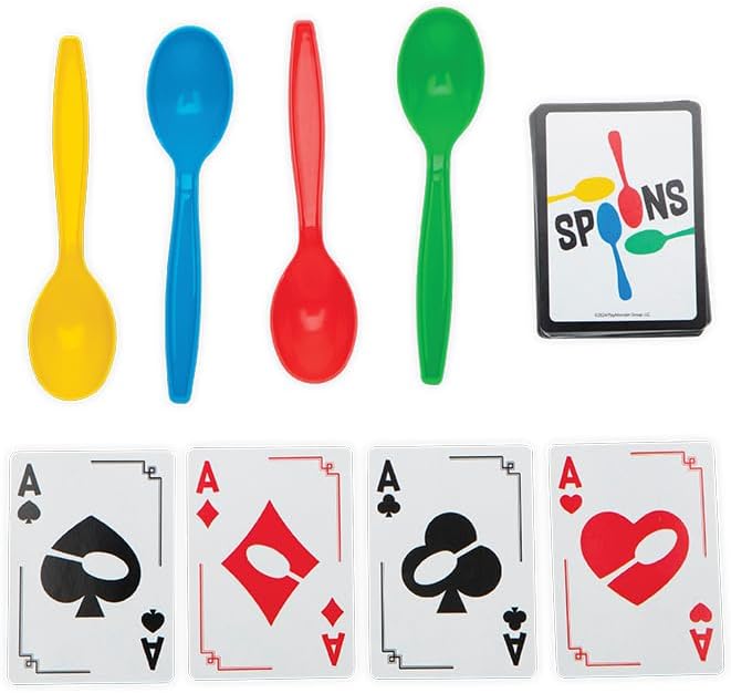 PlayMonster Spoons Games - Card Game, Deck of Cards, Fun Family Game for Kids and Adults, 3-5 Player Card Game, Ages 7+, Red, Yellow, Green, Blue - Image 2
